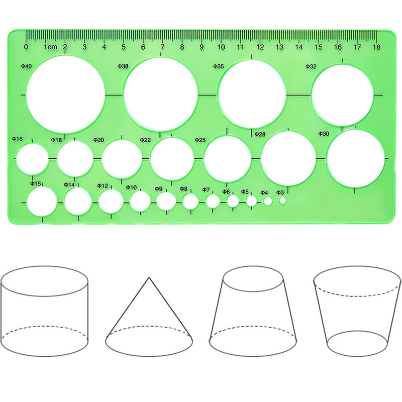 Hestya 3 Pieces Circle Template for Drawing 3 Sizes Circle Stencil Templates for Drafting Round Plastic Geometric Stencil for Office and School Building Formwork Drawings(Clear Green) - Image 3